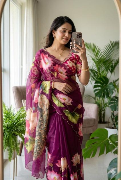 Svara floral digital print saree india wholesale clothing suppliers